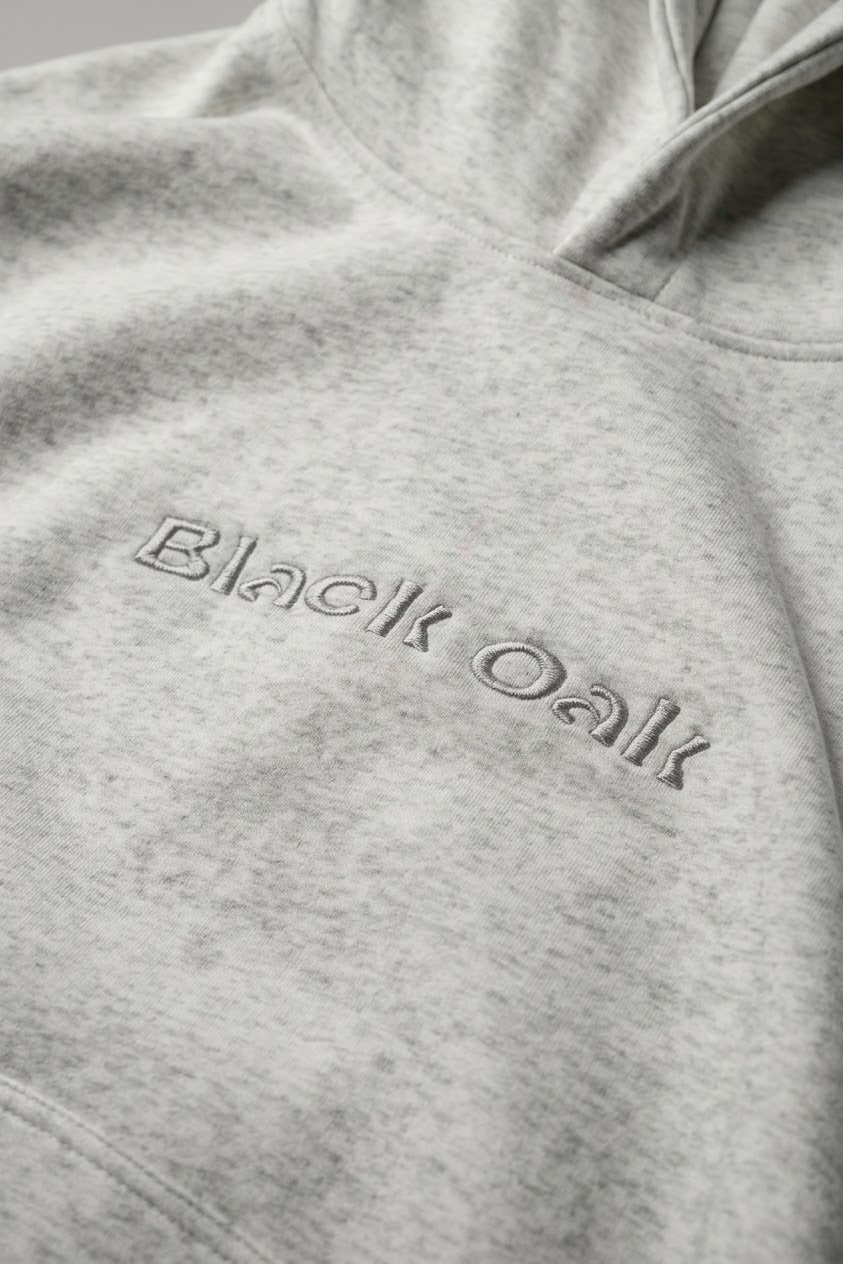 Appliqué Boxy Hoodie (Heather Cloud)