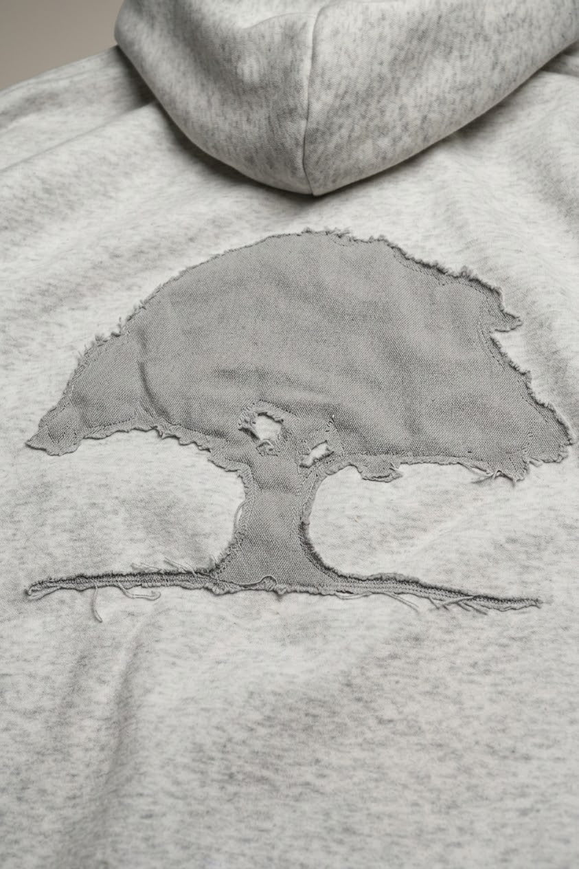 Appliqué Boxy Hoodie (Heather Cloud)